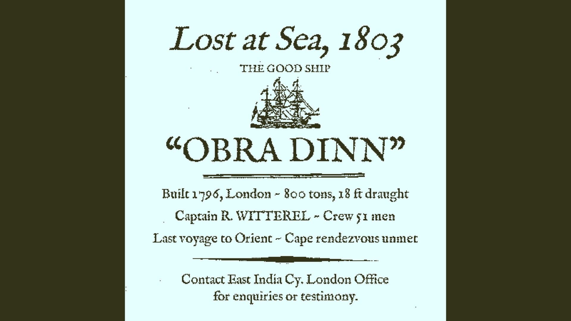 اسکرین‌شات Return of the Obra Dinn - 11